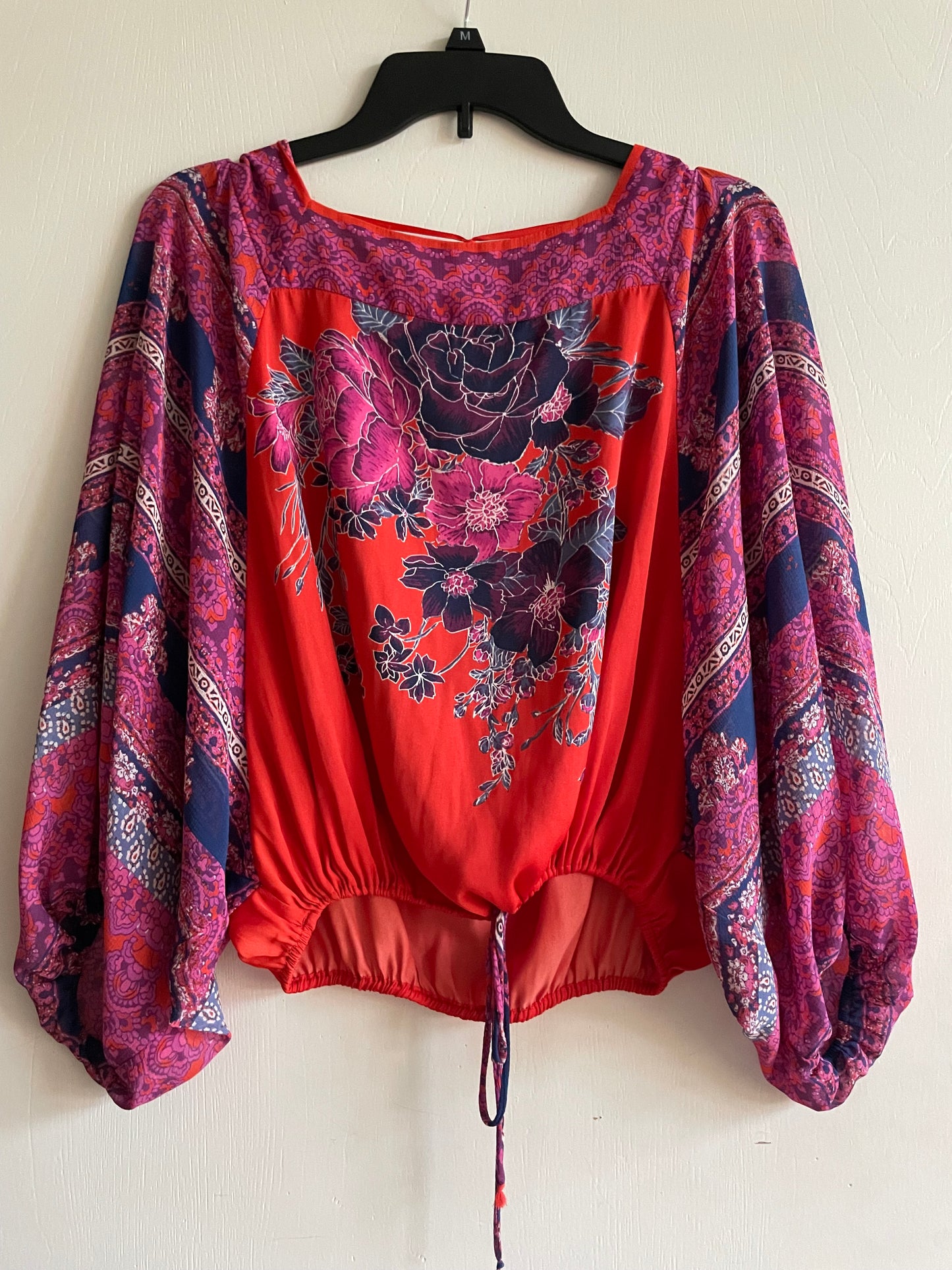 Free People Blue Nile Floral Print Boho Blouse