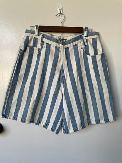 Vintage Cenza Striped Denim Shorts