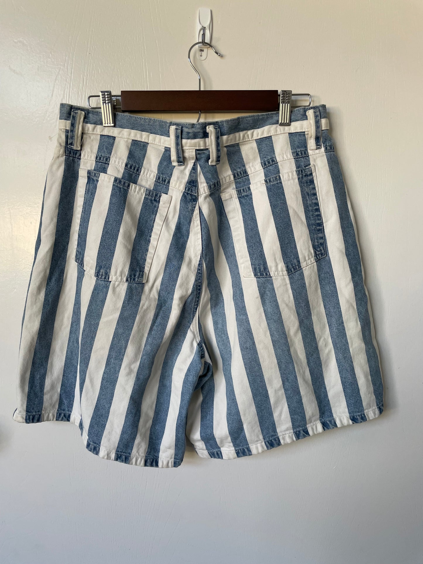 Vintage Cenza Striped Denim Shorts