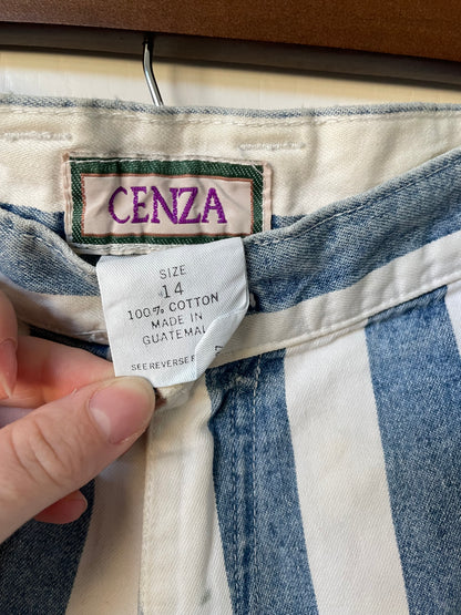 Vintage Cenza Striped Denim Shorts